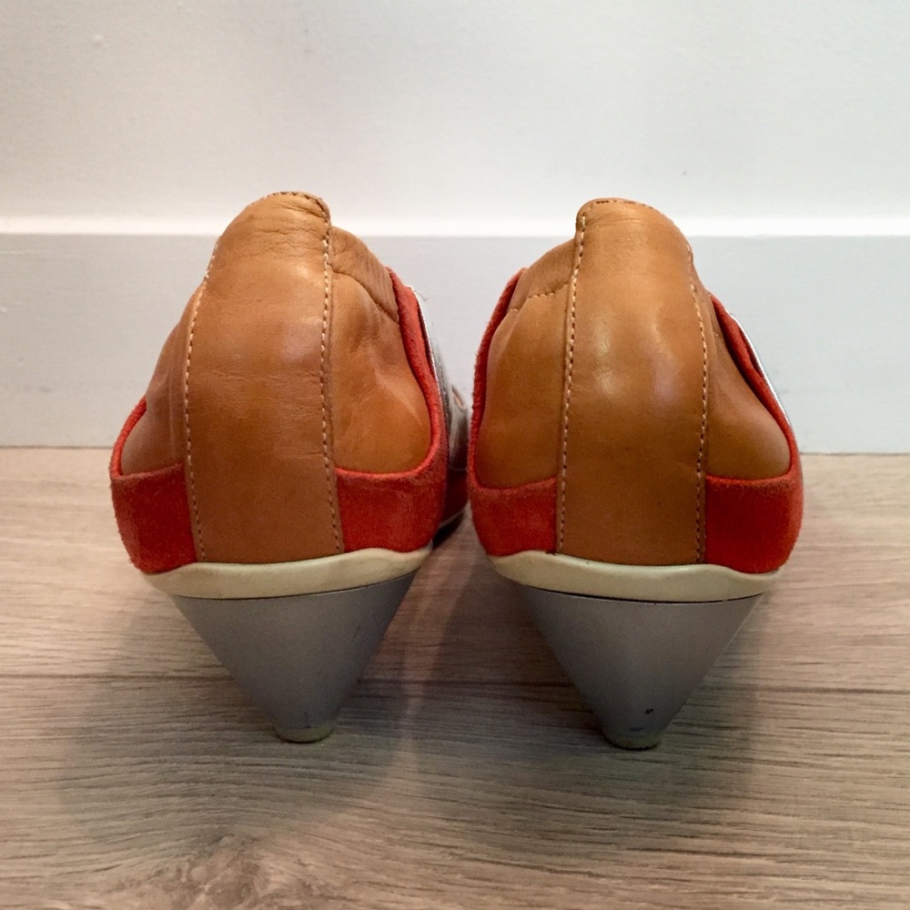 Cute Multicolored Leather Peep Toe Shoes - Picture 3 of 3